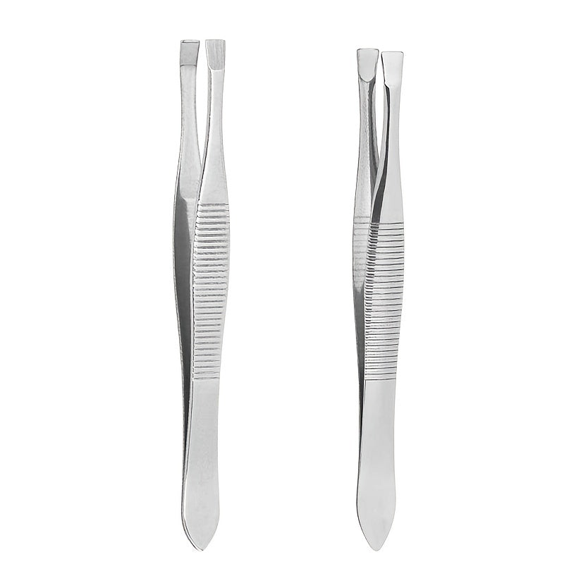 2pcs Precision Stainless Steel Eyebrow Tweezers