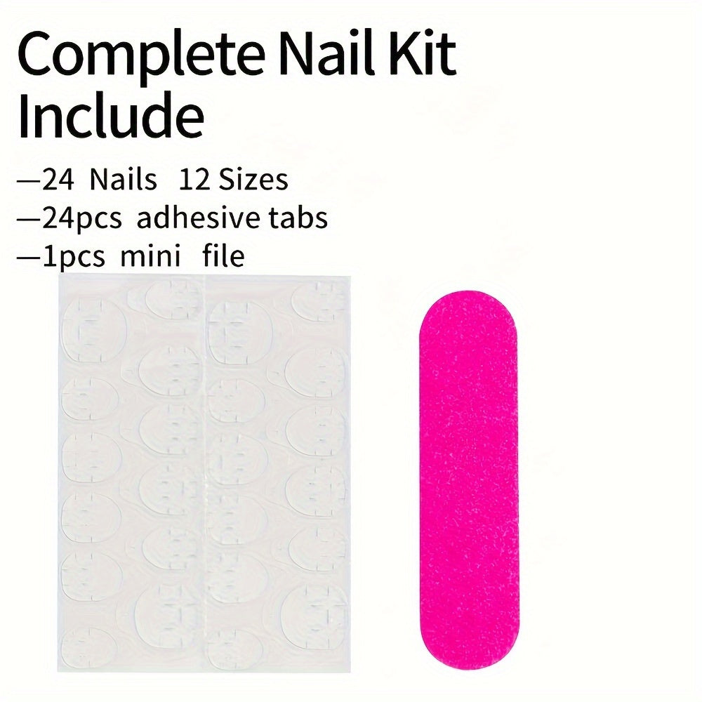 24-Piece Square Press-On Nails Set