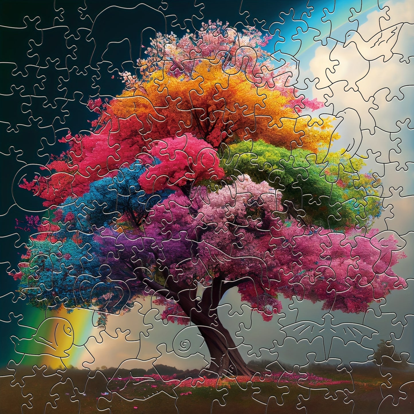 Rainbow Life Tree Wooden Puzzle Toy