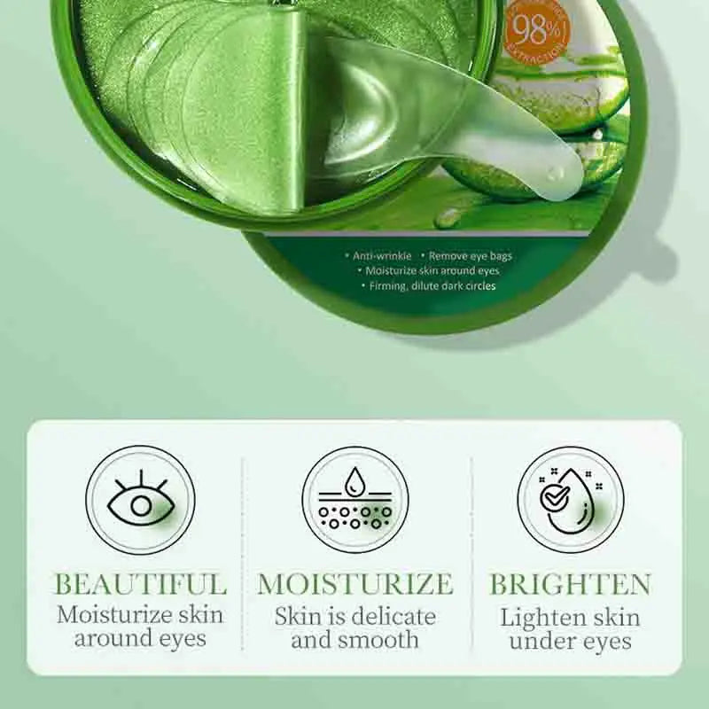 60pcs  Aloe Vera Collagen Eye Mask Anti Dark Circles Eyes Bags Moisturizing