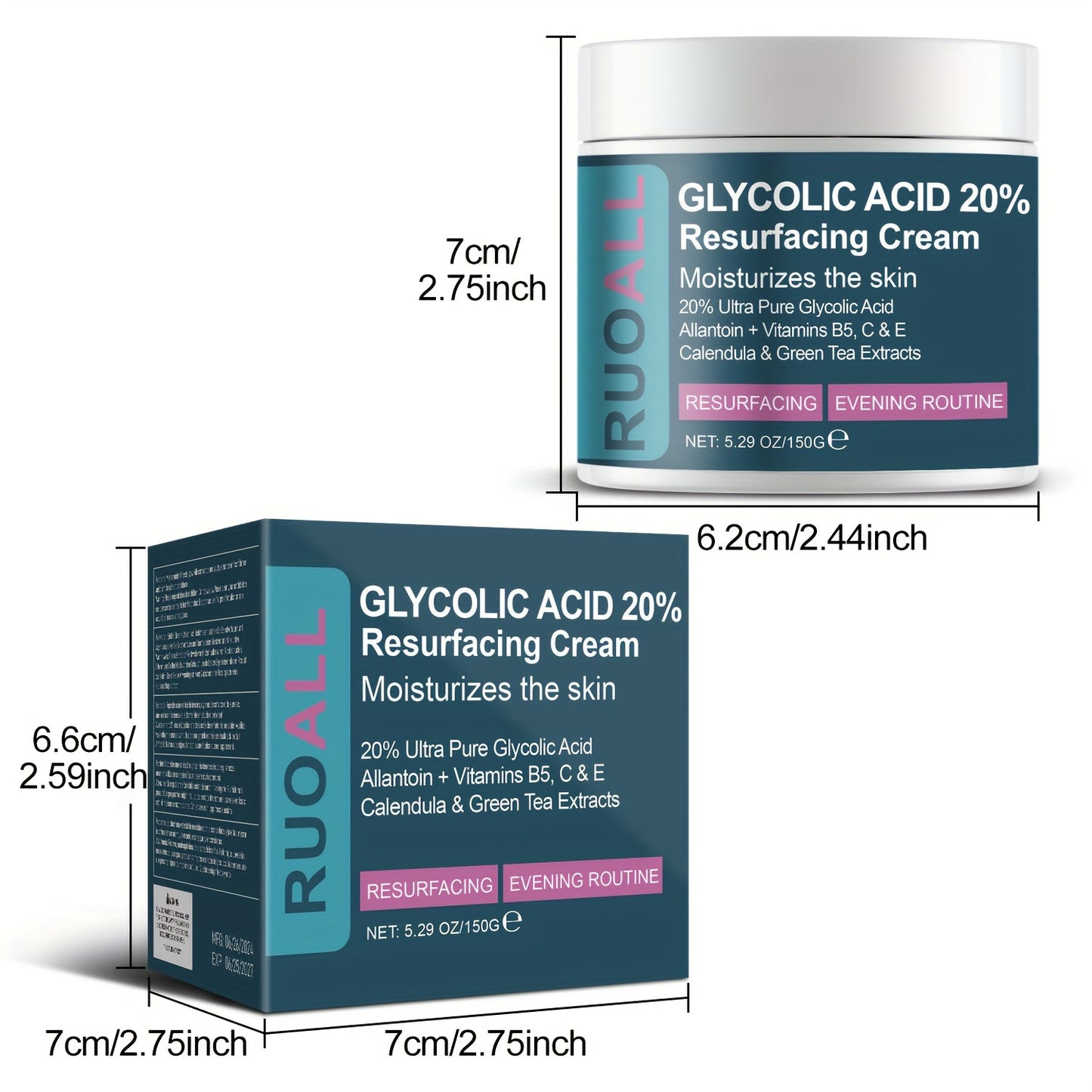 RUOALL Glycolic Acid & Collagen Facial Cream