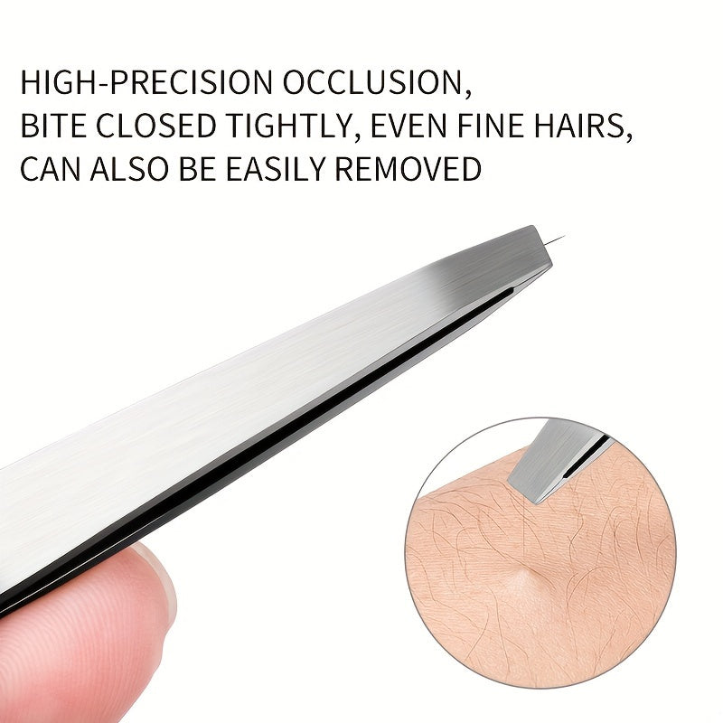 2pcs Precision Stainless Steel Eyebrow Tweezers Set