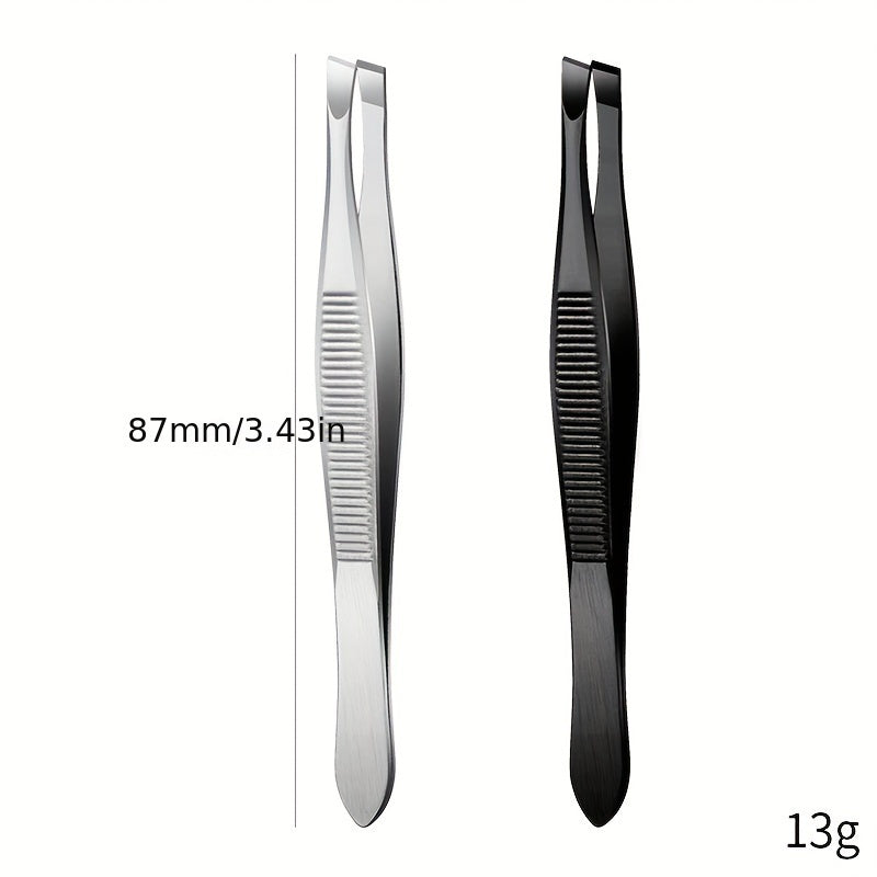 2pcs Precision Stainless Steel Eyebrow Tweezers Set