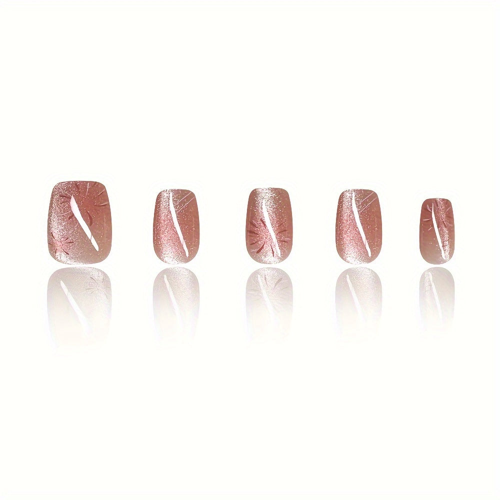 10 Pcs Handmade Glossy Press On Nails Short-T Pink Fake Nails