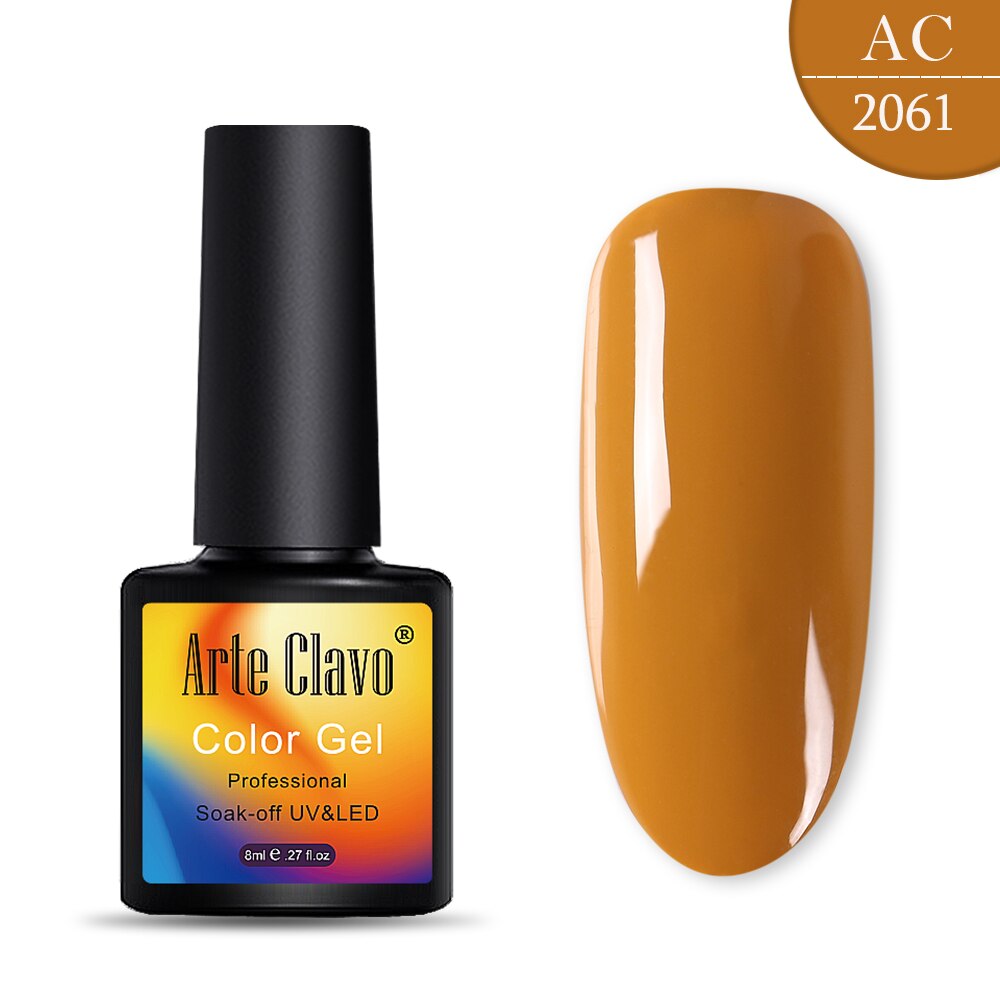 Arte Clavo 8ml Gel Nail Polish Nails Shiny Color Soak Off UV Gel Varnish Semi Permanant UV Gel Nail Art Need Led Lamp Top Coat