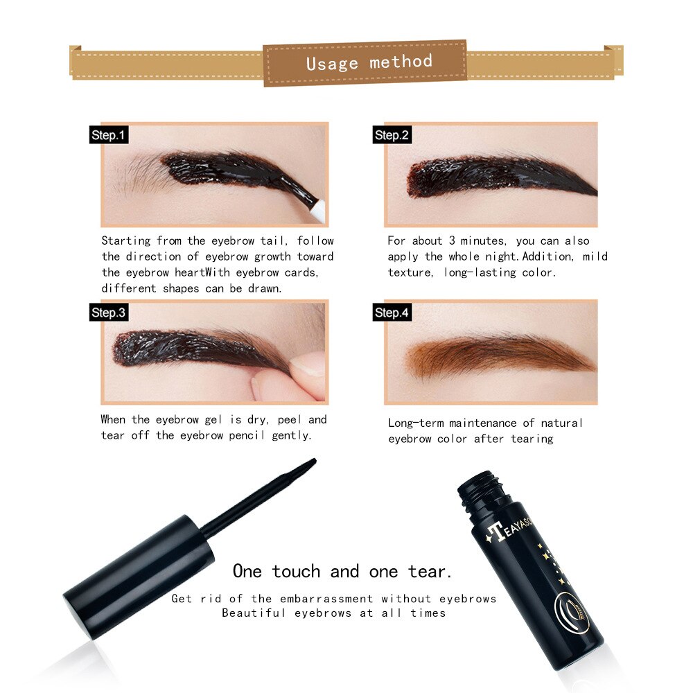 3 Color Long Lasting Peel Off Eyebrow Tint Gel Enhancer (Waterproof)