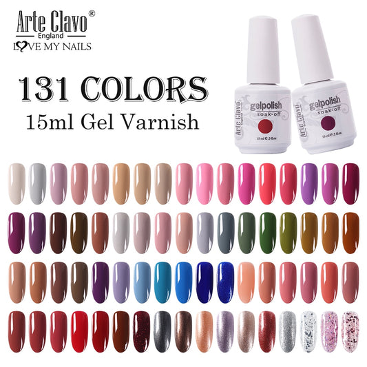 Arte Clavo 131 Colors Gel Polish Nail Gel Varnish Paint Semi Permanent Nails Art Gel Nail Polish For Manicure Top Coat Base Coat